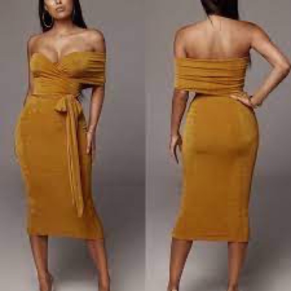 JLUXLABEL Mustard Gold Yellow multi way wrap dress